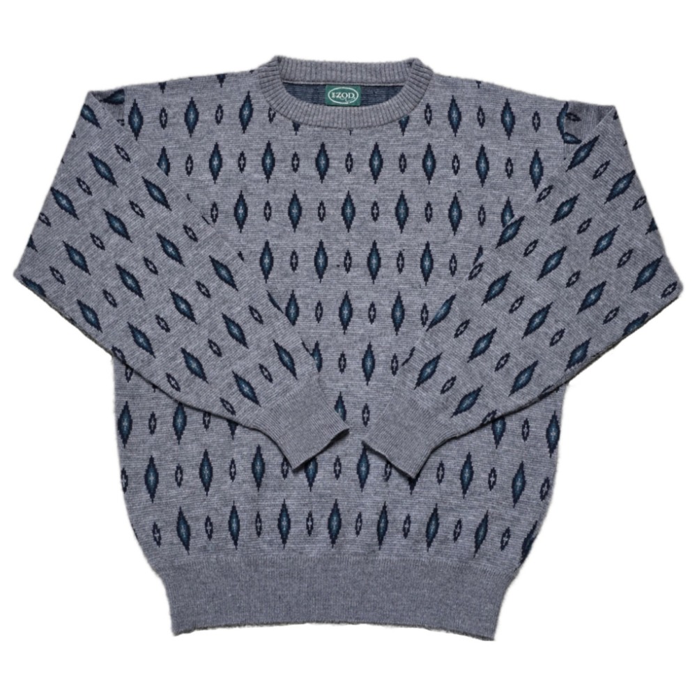 Rare 90s VTG Izod Wool Geometric Pullover Sweater Grunge Mens L